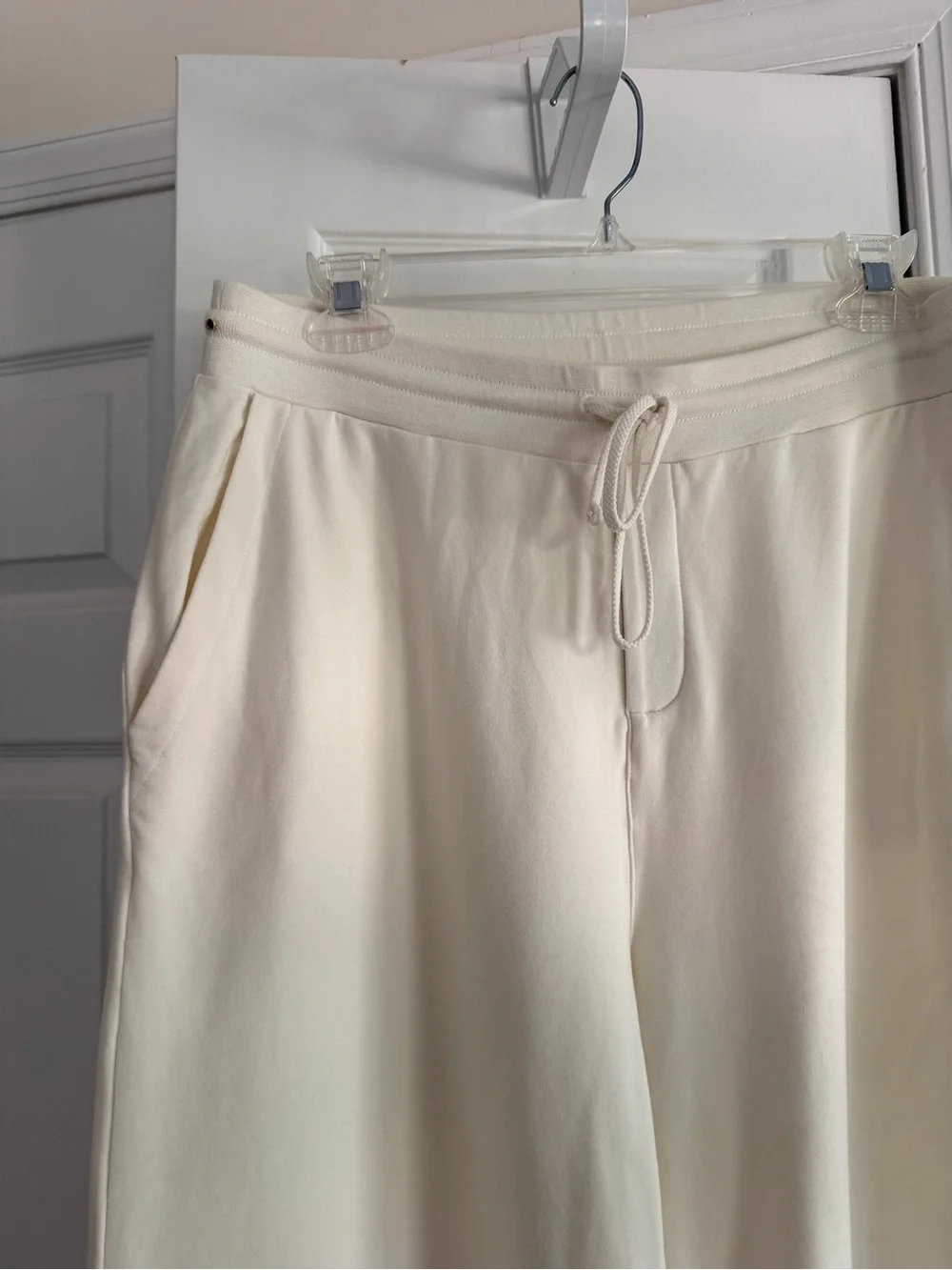 Cuyana Cream Pima Cotton Modal Wide Leg Lounge Pants M